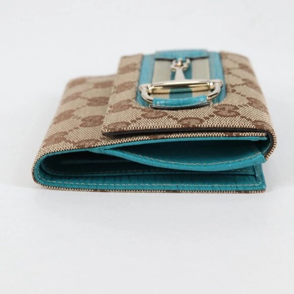 GUCCI Horsebit GG Canvas Wallet Beige Gold 138029 Auth yk19499V - Picture 8 of 16